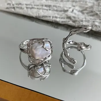 Новое модное кольцо серебряного цвета с открытым пальцем, Камень Опал, Нерегулярный, Наращиваемый Для женщин, Подарок для девочек, Прямая поставка, Оптовая продажа