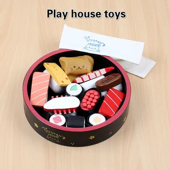 Новые детские развивающие японские блюда для суши комбинированной нарезки и деревянные игрушки-симуляторы Happy Set Meal Play House