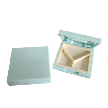 Новый Квадратный синий футляр для теней для век с 3 сетками Пустой контейнер для блеска для губ с зеркалом Портативная косметическая упаковка Компактные коробки 30 штук