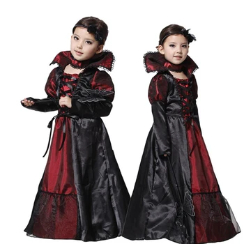 Новый костюм вампира для девочек на Хэллоуин, Европа и средневековье, детское придворное платье, юбка, костюм для активного отдыха