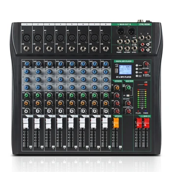 Новый профессиональный аудиомикшер Deign, звуковая панель, консоль, 8-канальный USB-компьютер, MP3-вход, 48 В Фантомное питание, стереосистема для DJ-студии