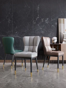 Обеденные стулья из искусственной кожи Nordic Coffee Shop, табуреты для отдыха в отеле, роскошные обеденные стулья с мягкой сумкой, художественная кухонная мебель для столовой