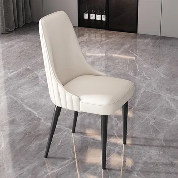 Обеденные стулья с черными металлическими ножками, современный роскошный Белый маникюрный стол, кожаное кресло, Офисный туалетный столик Silla Comedor Nordic Furniture