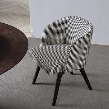 Обеденный стул Nordic Light класса Люкс из цельного дерева, Простые обеденные стулья для домашнего ресторана, Дизайнерская мебель, креативные стулья Houndstooth