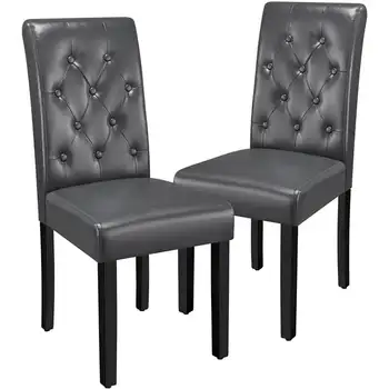 Обеденный стул из искусственной кожи Alden Design Parson с ножками из массива дерева, набор из 2 штук, Эспрессо
