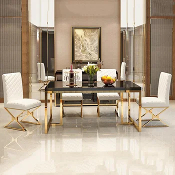 Обеденный стул с золотым каркасом из нержавеющей стали, Роскошный офисный салон, Современный Эргономичный кухонный стол, обеденный стол и табурет в скандинавском стиле с акцентом