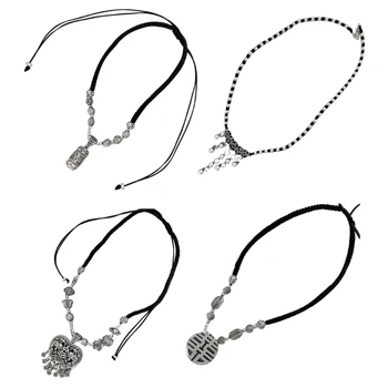 Ожерелье в этническом стиле в стиле ретро, Серебряное ожерелье с длинными кисточками, ювелирные изделия