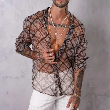 Оригинальная Летняя Элегантная Мужская перспективная рубашка 2023 года С длинным рукавом, высококачественные Модные пляжные гавайские топы, повседневная одежда, Новинка