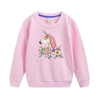 Осенняя брендовая толстовка Aimi Lakana, пуловер с единорогом для маленьких девочек, платье с героями мультфильмов, одежда для девочек от 3 до 14 лет
