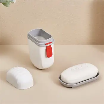 Переносная подставка для мыла из водонепроницаемого пластика с крышкой, Диспенсер для мыла для ванной комнаты, креативный органайзер для мыла, портативный для путешествий