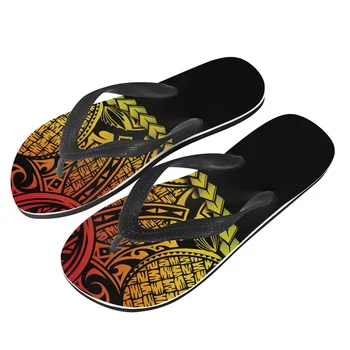 Полинезийский племенной Понпей с татуировкой тотема, летние тапочки, женские повседневные прочные шлепанцы, пляжные сандалии, женская обувь на танкетке