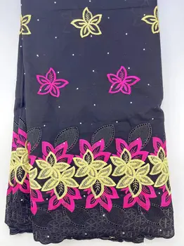 Популярная швейцарская кружевная ткань Lafaya с африканской вышивкой, 100% хлопчатобумажные ткани, швейцарское вуалевое кружево с камнями для шитья, 5 ярдов