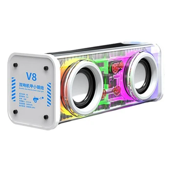 Прозрачные Bluetooth-колонки V8 с RGB подсветкой, беспроводные спортивные наушники Bluetooth Audio TWS, динамик сабвуфера