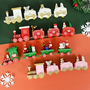 Рождественский деревянный поезд Орнамент Веселое Рождественское украшение для дома Новогодние Настольные украшения Детские подарки Navidad 2024