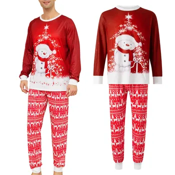 Рождественский комплект пижам для родителей и детей с мультяшным Снеговиком и Оленем, подходящая к семейным рождественским пижамам с собакой