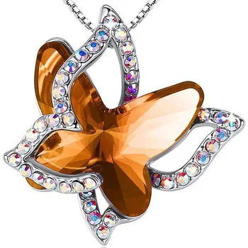 Роскошное женское ожерелье с подвеской из кристаллов неправильной формы, Серебряное ожерелье со стразами для женщин, свадебное ожерелье с радужной бабочкой