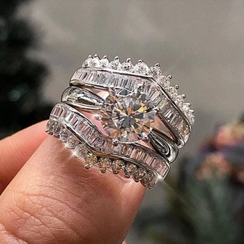 Роскошные блестящие Обручальные кольца с кубическим цирконием для женщин, подарок ювелирных изделий для свадебной вечеринки
