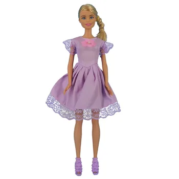 Светло-фиолетовое модное платье для куклы Барби, одежда с цветочным кружевом, вечернее платье для свидания, одежда для кукол, аксессуары для кукол 1/6, детские игрушки
