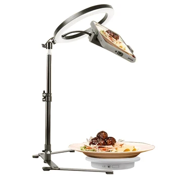 Светодиодная кольцевая лампа с подставкой и зажимом для телефона для прямой трансляции видеоблога Tiktok, настольная накладная подставка для съемки, кольцевая лампа для фото еды
