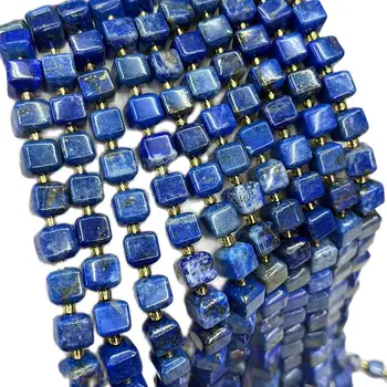 свободные бусины синий лазурит квадратный 8 мм натуральный для изготовления ювелирных изделий ожерелье 38 см FPPJ оптом