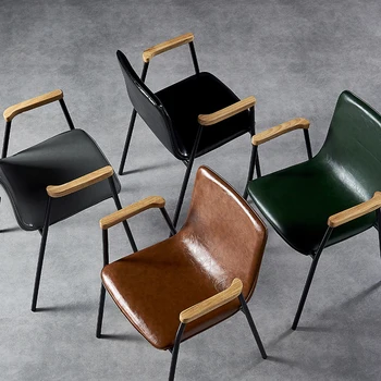 Скандинавская мебель Обеденные стулья Современный минималистичный промышленный Ветряной стул для столовой со спинкой Кресла с кожаными подушками для домашней кухни