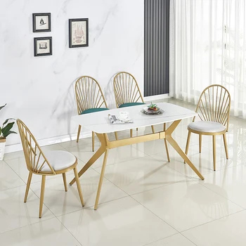 Скандинавские обеденные стулья с позолоченными металлическими ножками, минималистичный дизайн гостиной, барные стулья, игровое кресло, мебель для кухни в ресторане Stuhl