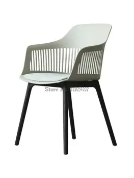 Скандинавский подлокотник, спинка, пластиковый стул для отдыха, персонализированный стул для домашнего ресторана, Простая мягкая подушка, стул для письма,
