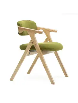 Современный минималистичный обеденный стул Скандинавский Деревянный обеденный стул Тканевый Складной стул с Подлокотником и спинкой Компьютерный стул