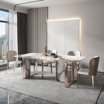 Сочетание итальянского легкого роскошного обеденного стола и стула современный простой прямоугольный обеденный стол для дома высокого класса