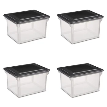 Стерильная пластиковая черная коробка-органайзер, набор из 4 ящиков для хранения, коробка-органайзер, контейнеры для хранения
