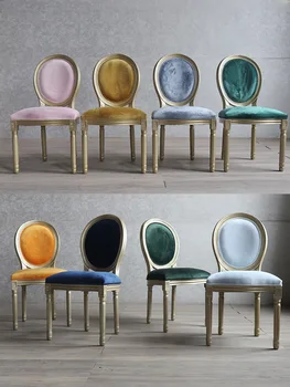 Стулья из массива дерева в скандинавском стиле INS, стулья для макияжа в спальне, французские легкие роскошные креативные рестораны моды, золотые бархатные обеденные столы
