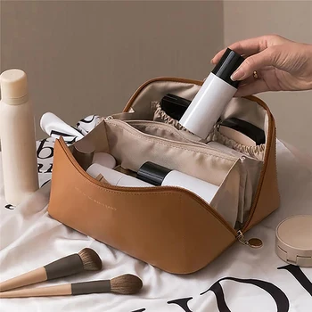 Сумки, роскошная портативная косметичка, женская сумка для туалетных принадлежностей, дизайнерская кожаная сумка для косметики большой емкости для путешествий