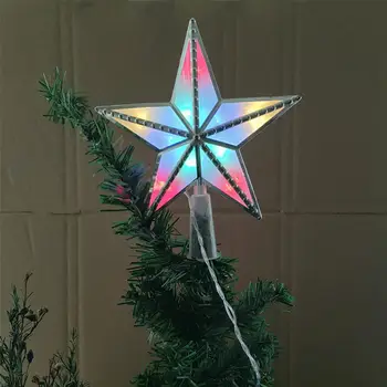 Украшение для Рождественской елки, светящаяся звезда на верхушке дерева, сверкающий светодиодный топпер для Рождественской елки, водонепроницаемая светящаяся пятиконечная звезда