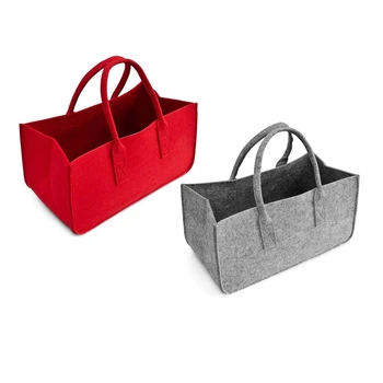 Фетровая сумочка из 2 предметов, фетровая сумка для хранения, повседневная хозяйственная сумка большой емкости - красный и серый