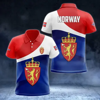 Флаг Норвегии и герб, индивидуальные рубашки поло, Летняя повседневная уличная одежда, мужская мода, Свободный трикотаж, спортивная одежда больших размеров.