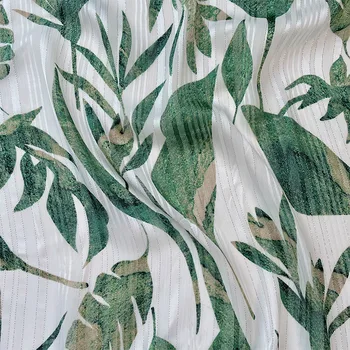 Шелковый тюль с зелеными листьями, прозрачный креп-шифон, ткань для пошива платьев, материал для шитья Шириной 150 см, продается по метрам