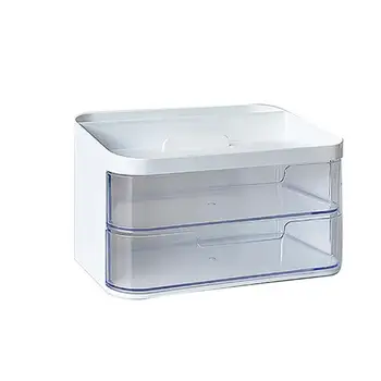 Ящик для хранения на рабочем столе, многофункциональные решения для хранения на рабочем столе, Прозрачный двухслойный Пылезащитный органайзер для офиса